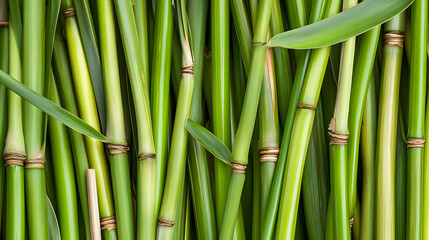 Obraz premium Lush green bamboo stalks background texture, ideal for nature-themed designs