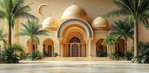 Naklejka premium islamic mosque muslims for prayers 3d illustration.