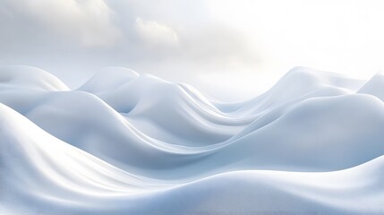 Fototapeta premium Abstract White Landscape Rolling Hills Under a Cloudy Sky