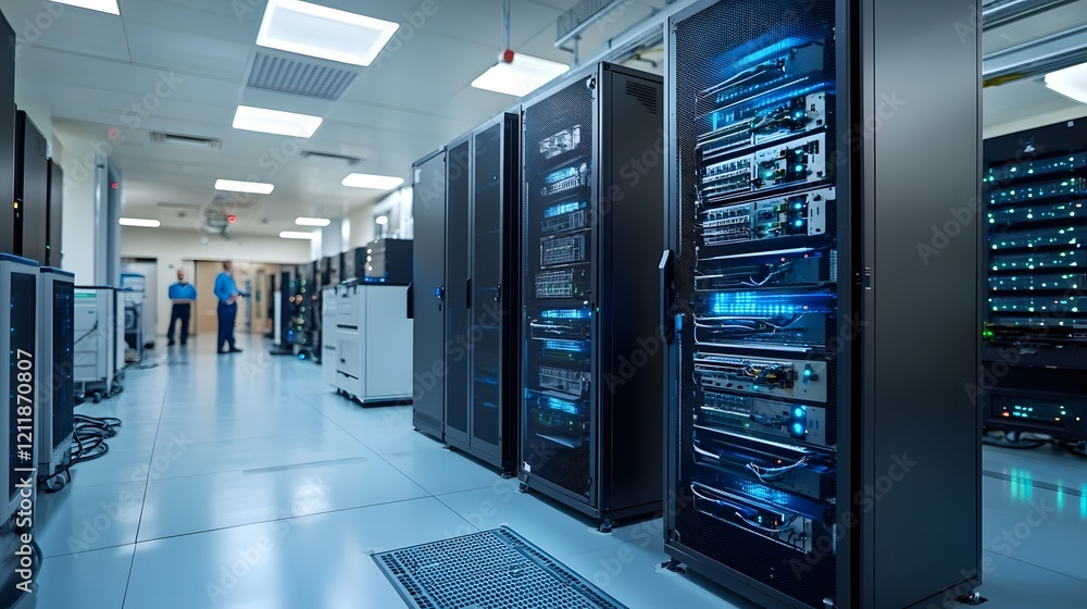 Poster Advanced quantum computing system generating unbreakable cryptographic keys for robust cybersecurity infrastructure  Futuristic digital technology data protection and encryption concept