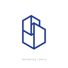 initial letter B outline double hexagon logo