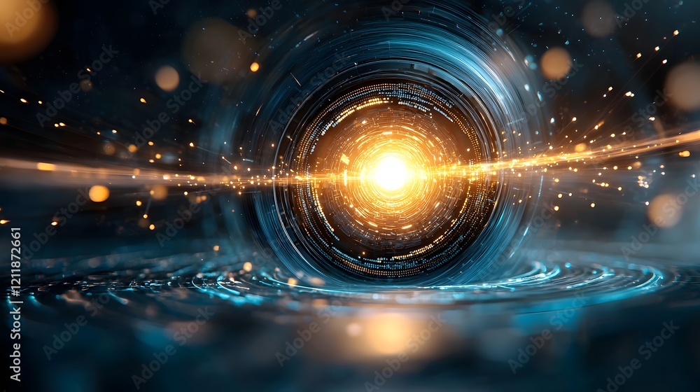 Poster Quantum Computing Visualization Showcasing Secure Data Transmission Over Quantum Communication Networks