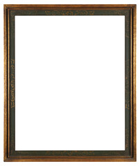 Black gold-trimmed frame from an old painting in PNG format on a transparent background.
