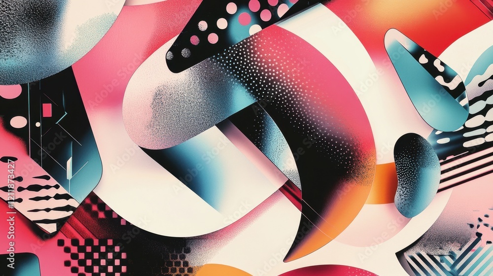 Aufkleber vibrant abstract design showcasing dynamic elements in bold colorful composition