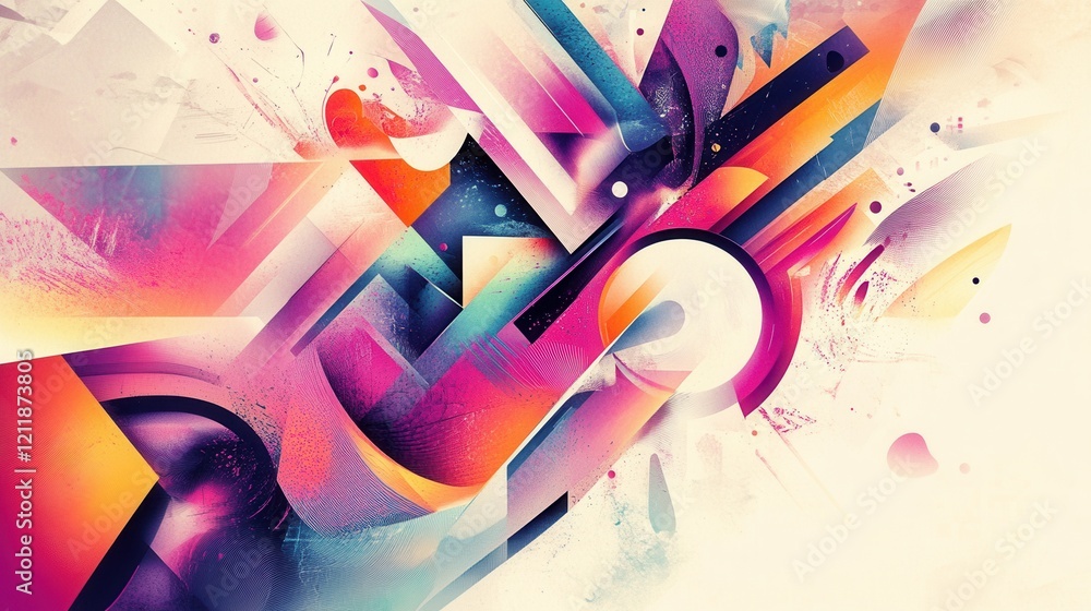 Poster vibrant abstract design showcasing dynamic colors and shapes in low resolution