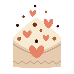 Love envelope, boho Vakentine clipart, Valentines day clipart. Cute Valentine object in flat style. Hand draw vector illustration