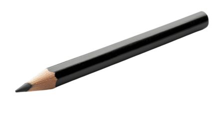 A sleek black pencil rests elegantly on a white background, ready for creative expression