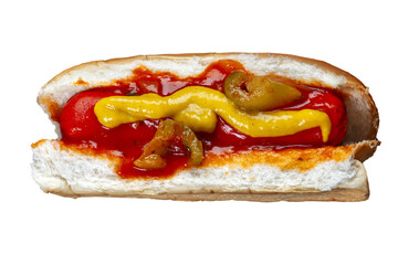Hot dog with ketchup and mustard