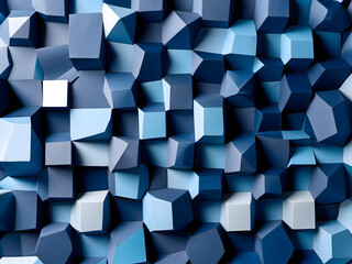 Abstract blue geometric shapes create a captivating three-dimensional background in modern design