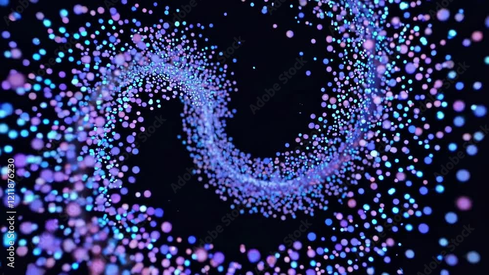 Poster swirling particles create mesmerizing visual effects in abstract digital animation