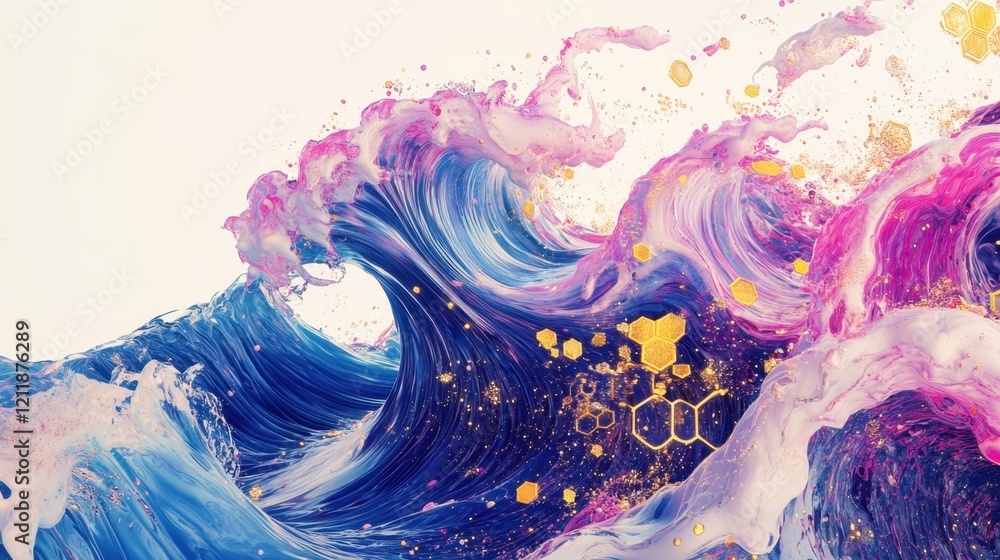 Poster vivid abstract waves with rich colors and dynamic composition in motion