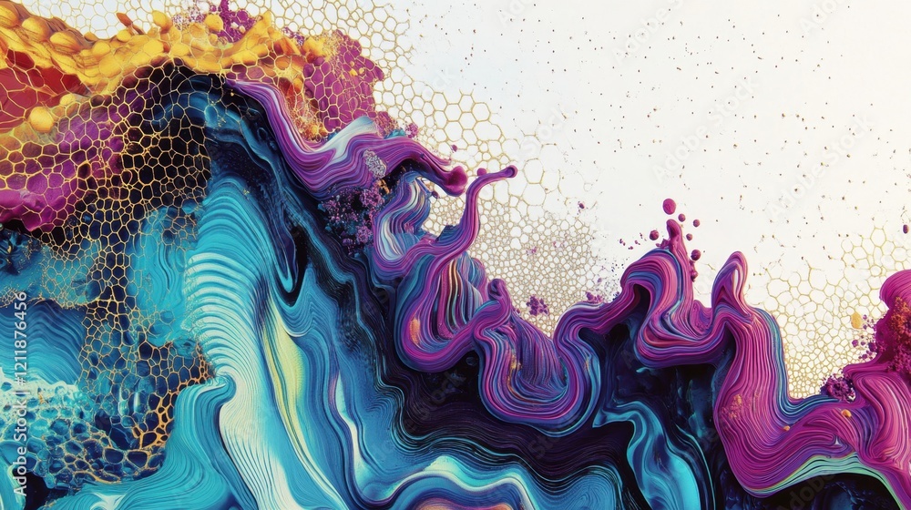 Aufkleber vibrant abstract art with lively colors and fluid patterns for creative projects