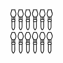 A graphic illustration showcasing a series of paintbrush tips in a repeating pattern.