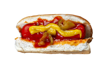 Hot dog with ketchup and mustard