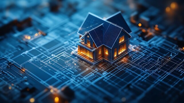 blue architectural pencils blueprint image