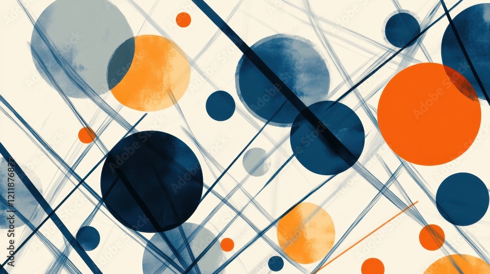 Poster vivid and bold design of intersecting geometric shapes and lines
