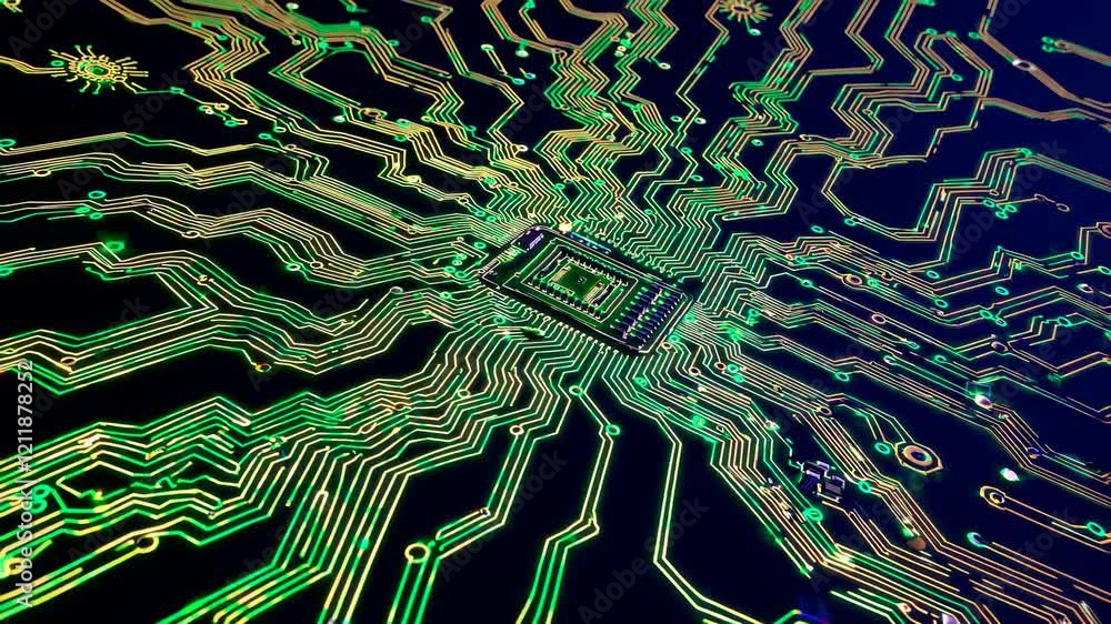 Fototapete explore intricate patterns of a circuit board showcasing modern technology design and details in vib
