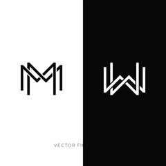 initial letter MM or WW monogram logo