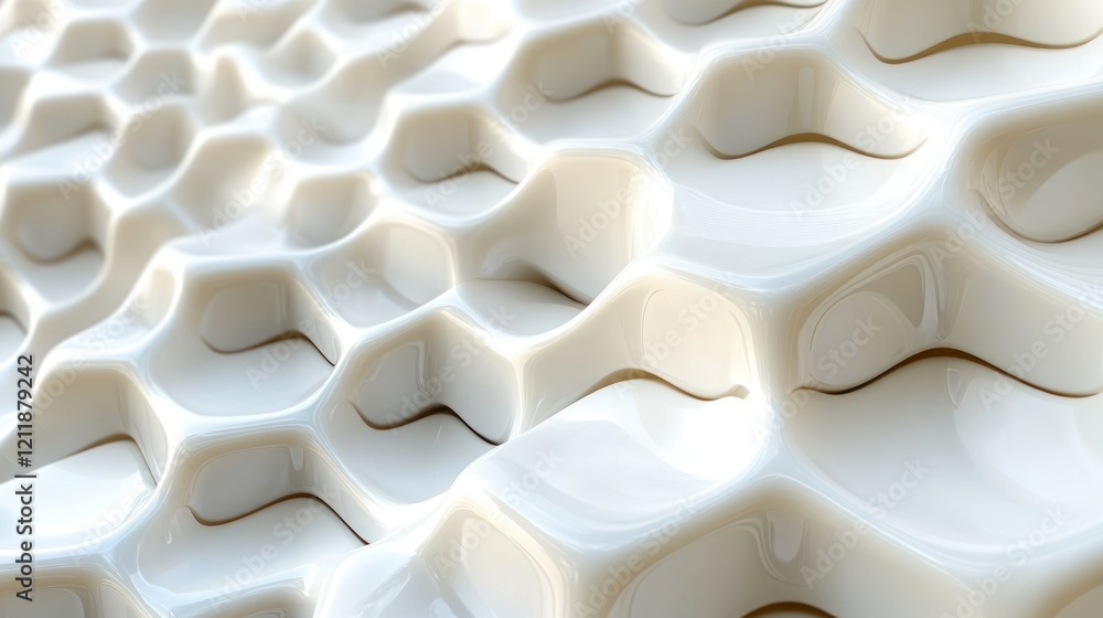 Poster abstract white hexagonal pattern: a 3d render of interlocking shapes