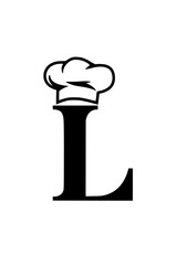 Letter L with chef hat logo design, Creative logo featuring the letter L with a chef hat, symbolizing culinary arts, food businesses, restaurants, and professional cooking services branding.

