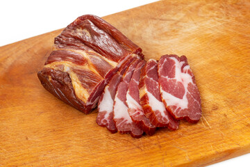 Jerky meat. Delicious smoked meat cooked in the traditional way