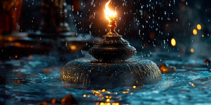Glowing Shivling with Water Flowing for Maha Shivaratri Festival