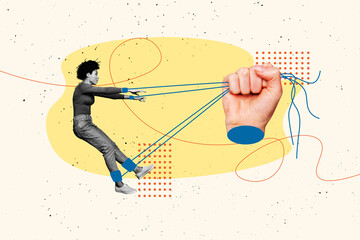 3d sketch poster trend collage image of shocked american girl catch trap handcuffs exploitation...