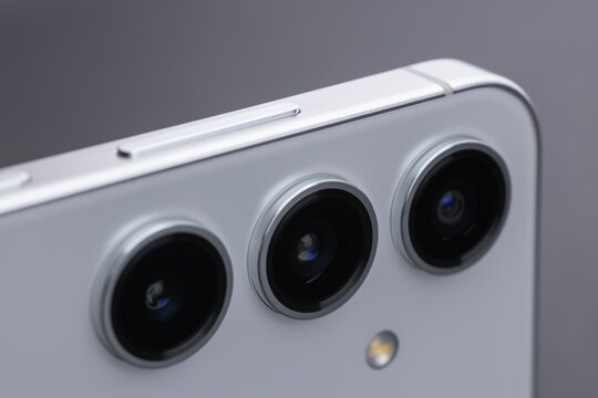 Modern smartphone camera lens, macro view. close up