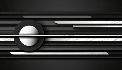 Obraz premium Abstract Black and White Geometric Design with Marble Accents