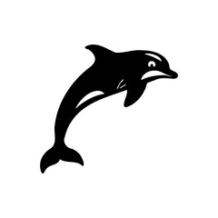 Dolphin silhouette jumping out sea