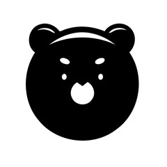 Cute Bear Face Black and White