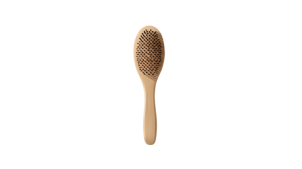 Natural wooden hairbrush on a soft background showcasing its elegant design and craftsmanship