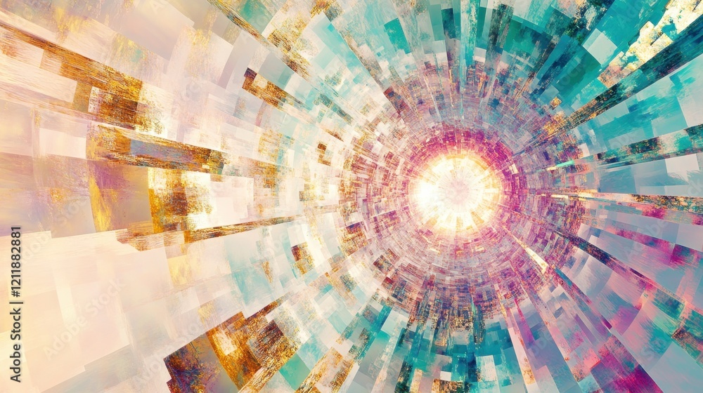 Poster mesmerizing abstract design featuring colorful interplay of light and shapes