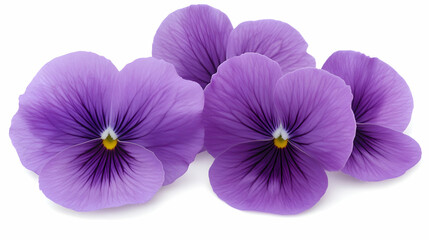 Fototapeta premium Purple pansies close-up on white background; floral design element