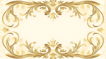 Elegant Gold Floral Frame Design on Cream Background