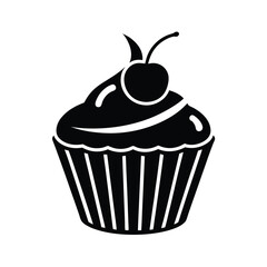 cupcake with cherry vector illustration