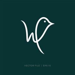 initial W handwritten bird logo