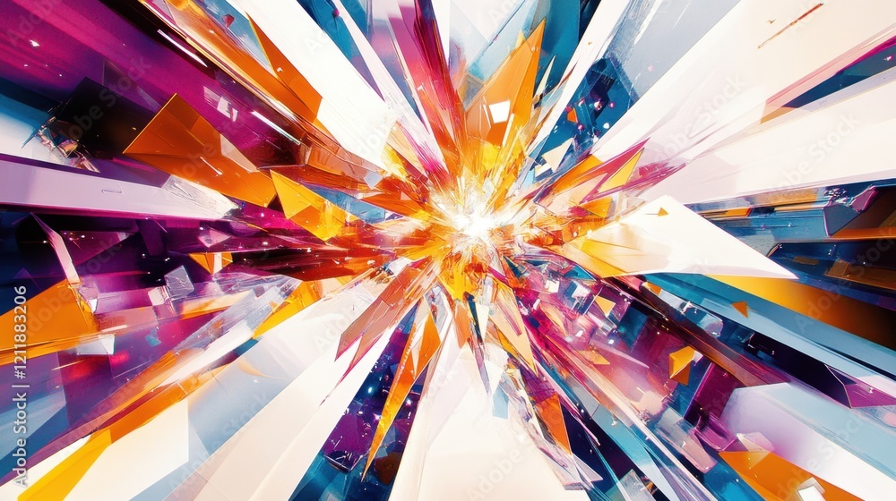 Poster mesmerizing abstract design featuring colorful geometric interplay and dynamics