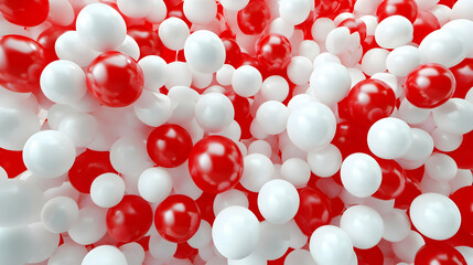 Red and white spheres abstract background, festive celebration design, ideal for holiday cards or website banners