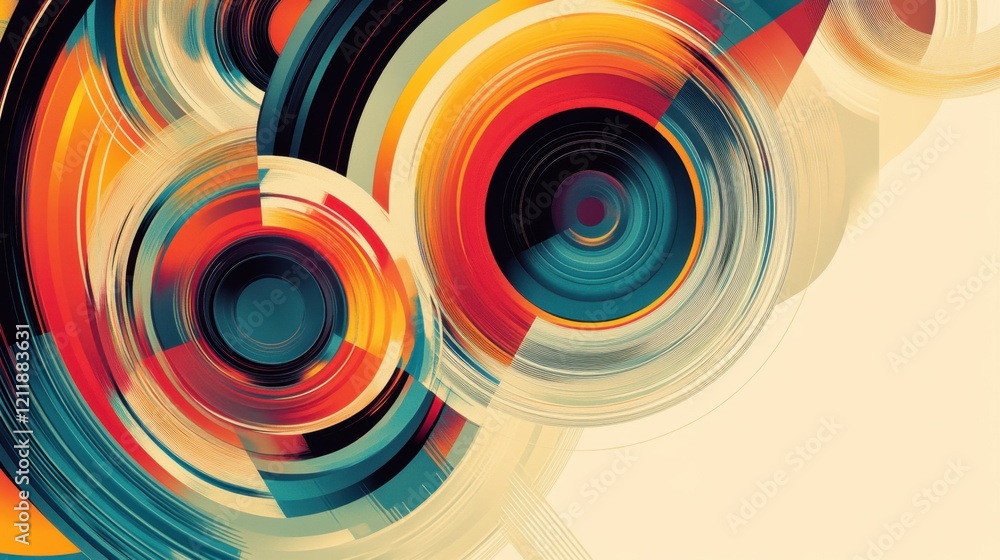 Poster abstract interplay of swirling gradients and sharp edges in vibrant colors