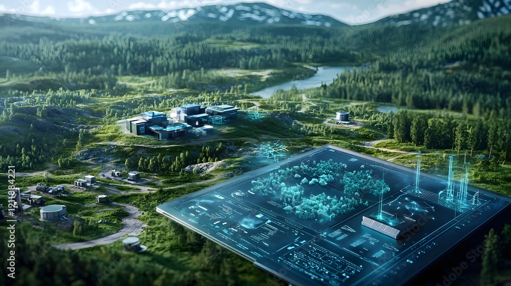 Poster an innovative depiction of quantum computing and a virtual twin working together to simulate and ana