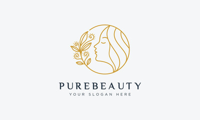 Fashion and pure beauty logo design vector template