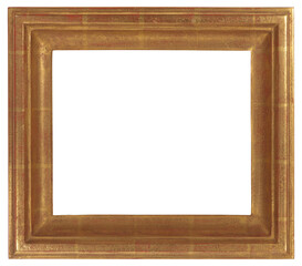 Wide varnished wooden picture frame in PNG format on a transparent background.