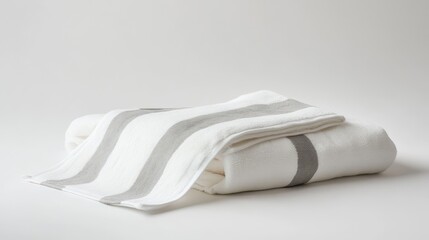 Large White Beach Towel with Subtle Gray Stripe