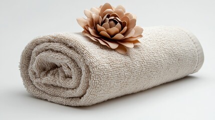 Luxurious Towel Rolled with Elegant Decor Accent