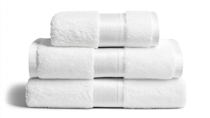 Luxurious White Towels Stacked with Satin Trim