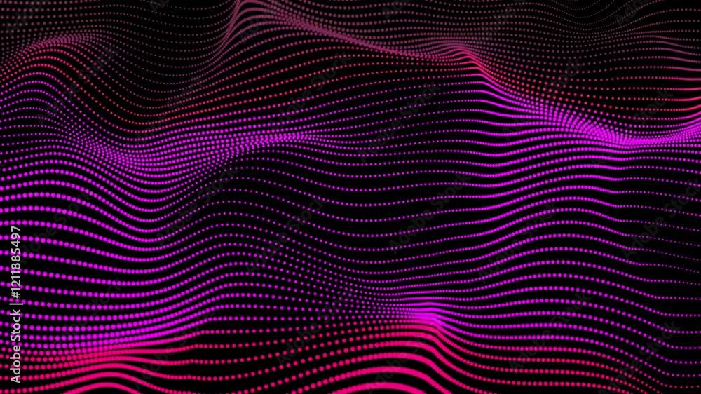 Poster abstract and technology dots wave background. abstract animation of a purple technological wave made