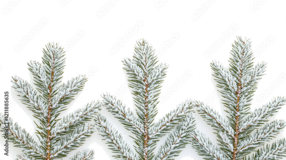 Poster pine tree branches covered in winter snow generative ai