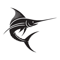 Elegant Marlin Fish Silhouette Leaping from the Water