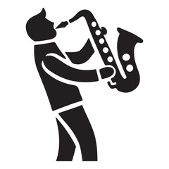 Saxophonist Silhouette Playing Musical Instrument